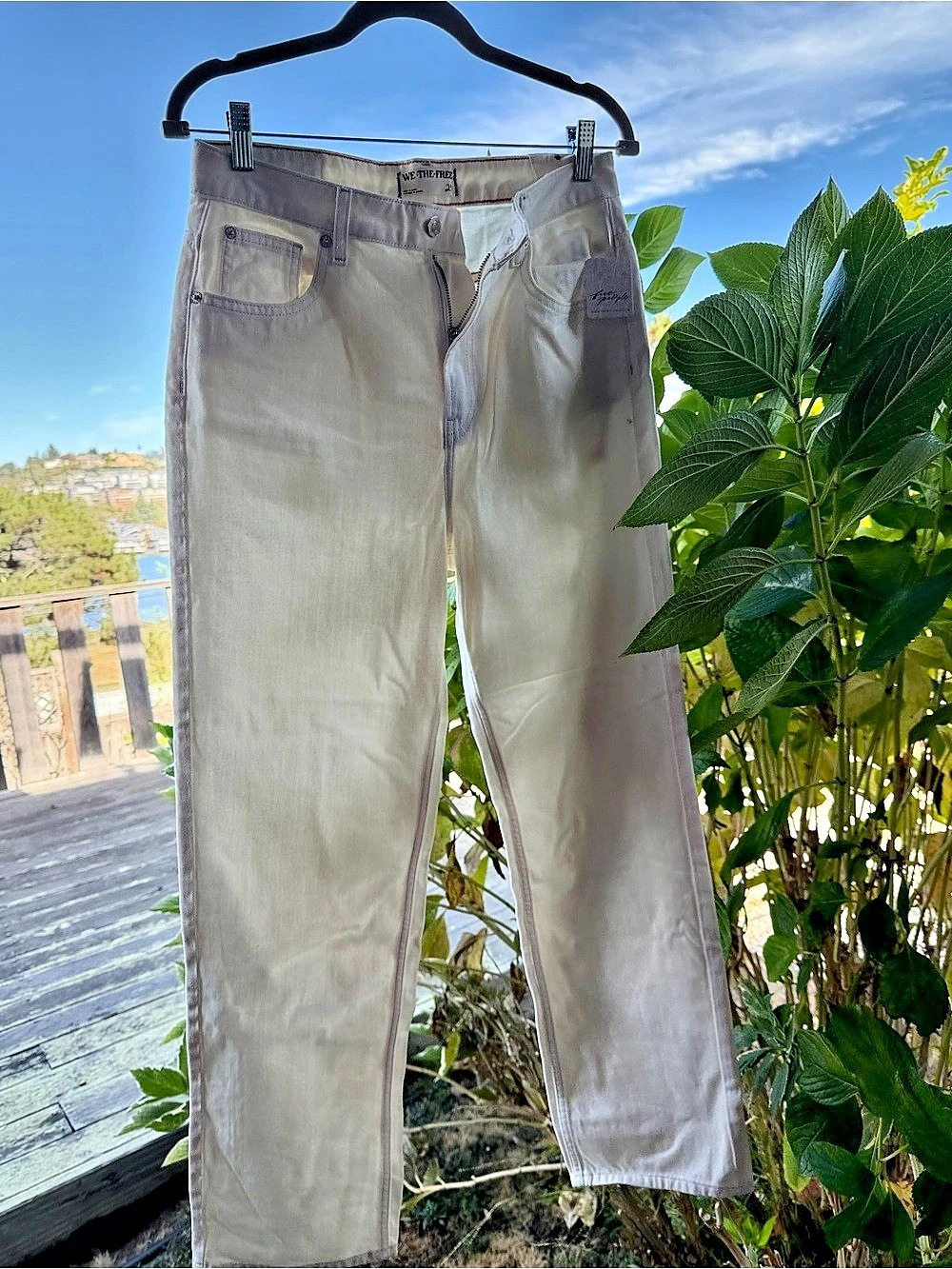 NWT Free People We The Free Pacifica High Rise Slim Straight Jeans Ivory Women’s